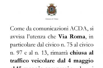 Chiusura veicolare di Via Roma