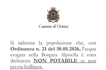 Avviso acqua non potabile in Borgata Alpisella